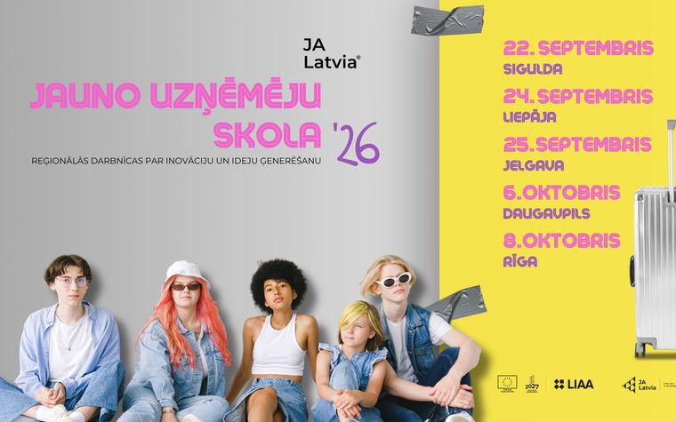 Sākusies pieteikšanās Jauno uzņēmēju skolā 2026 piecās Latvijas pilsētās